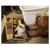 Trash can, boots, flashlights and more