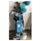 All Star golf club set and cart