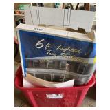 Lighted tree sculptures, horseshoes, tote