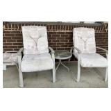 (2) patio chairs, table and foot rest