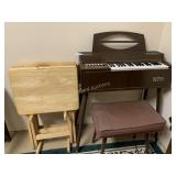 Electric chord organ and (4) folding TV trays