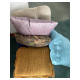 Pillows, foot stool