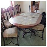 Saloom tile top table with leaf & 6 chairs