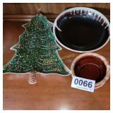 Hull bowls, Pfaltzgraff crock bowl and tree