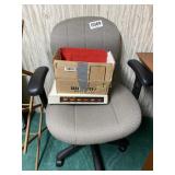 Office chair, wires, Power box
