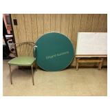 Drafting table, card table, chair