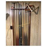 Pool Sticks and rack
