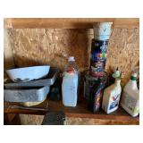 Drill, pole clamps, oil, paint, more