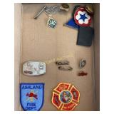 Ashland Fire Dept items, military patches