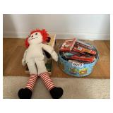 Raggedy Ann doll, Coke playing cards, Pound Puppy