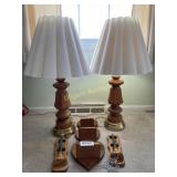 (2) Table Lamps, Candle holders & shelf
