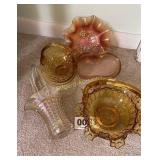 Carnival glass and Glass baskets