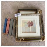 Picture frames, vintage books