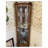 Corner Curio Cabinet, 59" tall, rounded glass door