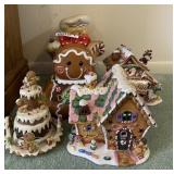Gingerbread cookie jars, houses and music box