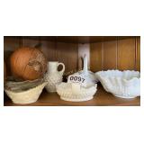 Milk glass, pumpkin decor and more