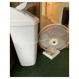 Oscillating Fan and trash can