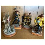 (4) Red Hats of Courage figurines