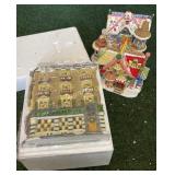 (3) Christmas Village houses & snowman figure