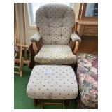 Glider Rocker chair, (2) stools