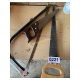 (2) hand saws and Bow Saw