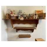 (3) Wall Shelves, Cow  figurines and more