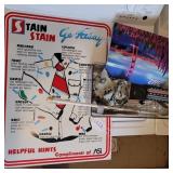 Plastic sign, thermometer, rod and more