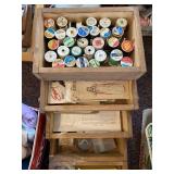 Sewing thread and box,  more crafting materials