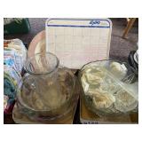 Glass punch bowl, vase, more