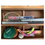 Ring toss game, frisbees, bats, and more