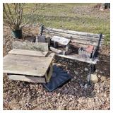 Bench and bird houses (as is)