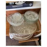 Clear cut glass bowls, plates