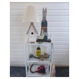 Lamp, shelf and misc decor
