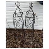 Pair wrought iron trellis climbers, 40 in
