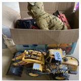 Toy truck, loader, train car and more