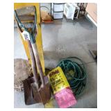 (3) shovels, diazanon, hose