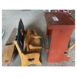 Clock, stand, small  bench and more