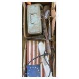 Power strip, American flag sign, hammer and more