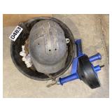 Hardware, hat, drain snake