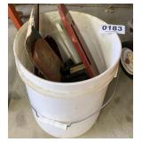 Bucket, table saw insert, clamp and more