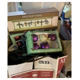 Tree skirt, Christmas lights, bulbs and more