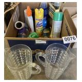 Plastic pitchers, cleaning supplies and more