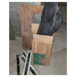 Grass catcher, mower blades,  (1) cornhole board