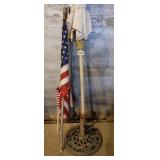 Flags and patio umbrella