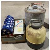 Gas can, lunch pale, tin and more