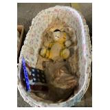 Bassinet, tiger , dolls, table cover