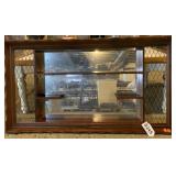Wooden mirror decor, approx 45' long