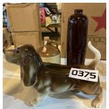 Daniel Boone jug, clay jug, dog