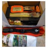 Gun cleaning kit, Armsport gun sight, more