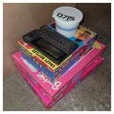 Barbie phones, sand art, dictionary and beads